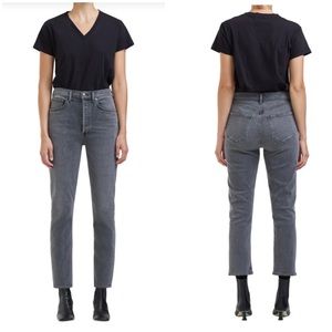 Agolde Riley High Rise Crop Straight Leg Jeans in Sector